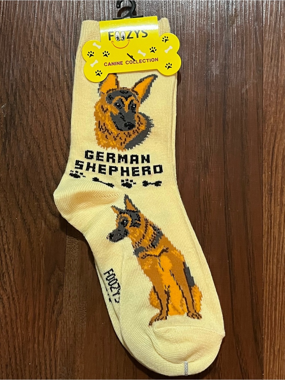 Foozys Canine Collection German Shepherd Yellow Crew Socks